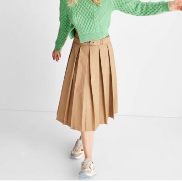 Women's Belt Buckle Pleated Midi Skirt - Future Collective™ Reese Blutstein 8 - Picture 3 of 3